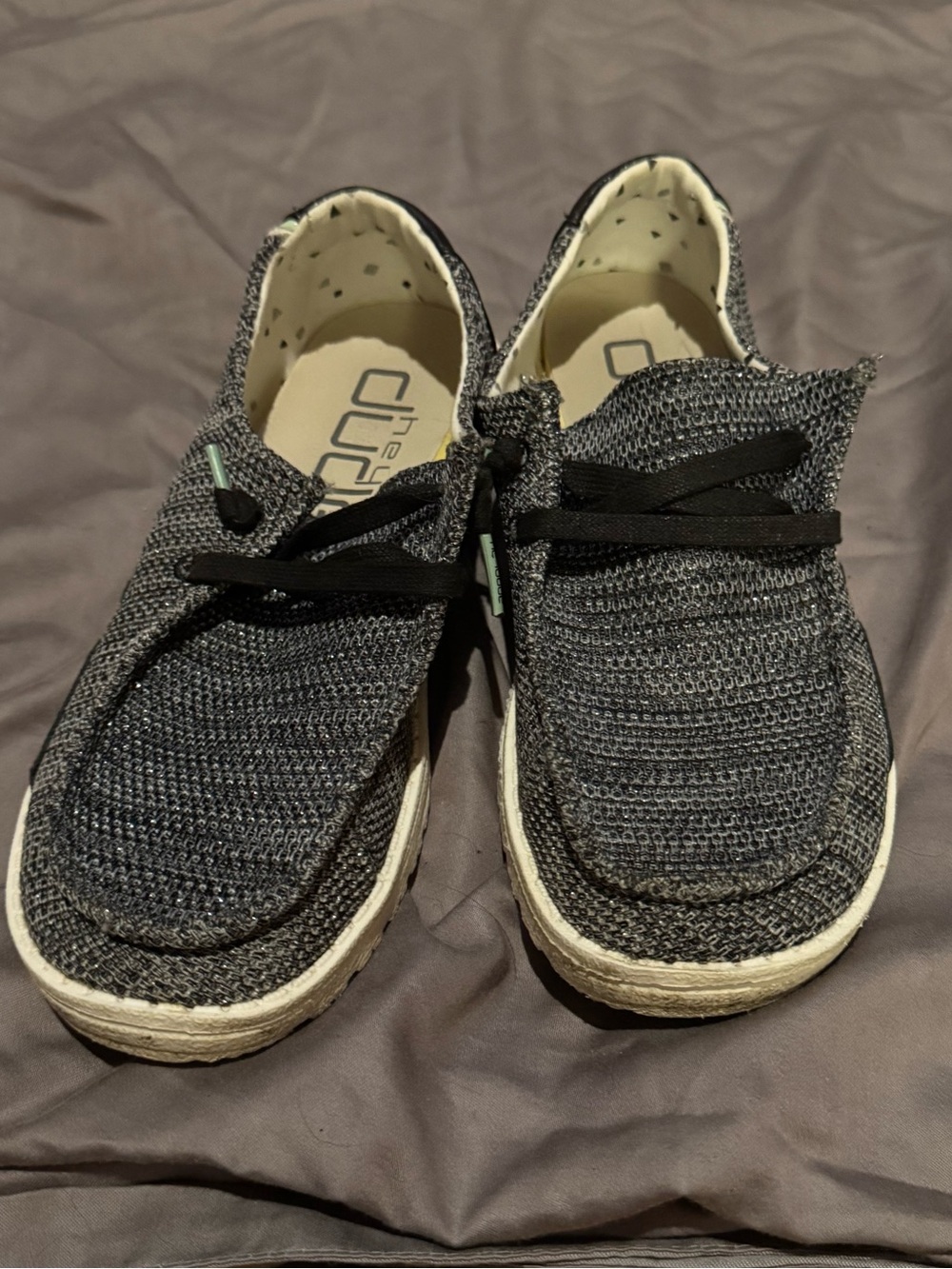 Hey Dude Women’s Wendy Sox Slip-On Shoes in Sparkling Black- Size 6